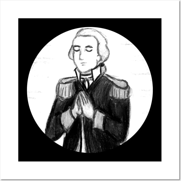 Praying George Washington (Black & White) Wall Art by Aeriskate